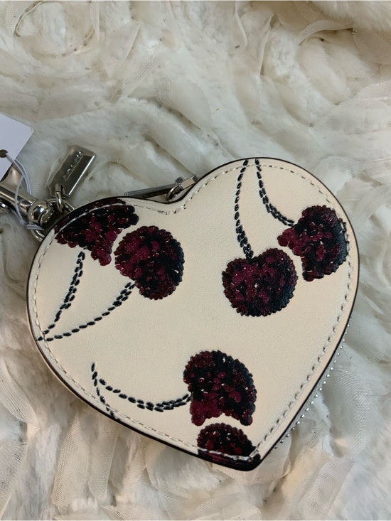 Coach Handbags - Coach Heart Coin Purse with Cherry Motif - Cream/Maroon